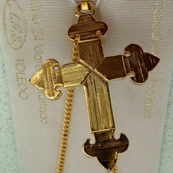 Vintage NWT Damascene 24k Gold Cross Necklace - Picture 10 of 10